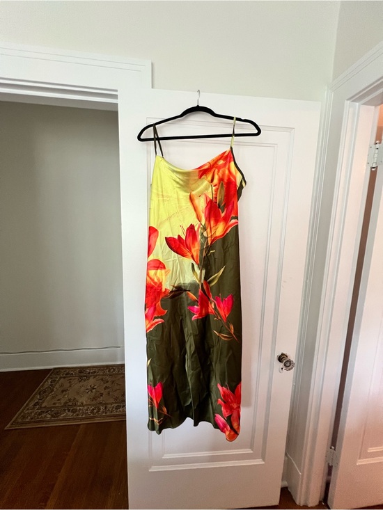 bebe Dresses & Skirts - bebe Yellow and Olive Green Floral Midi Dress
